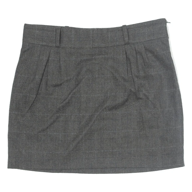 ADAM LIPPES Short Mini Skirt Grey Wool Check Womens UK 12