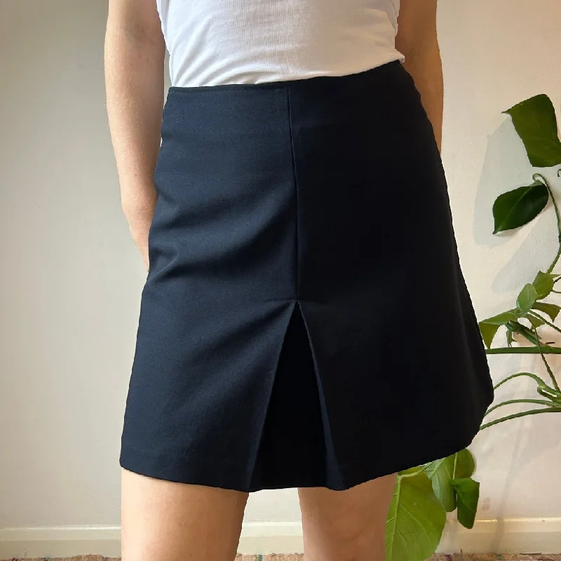 Benetton Mini Skirt - 28W UK 8 Navy Polyester