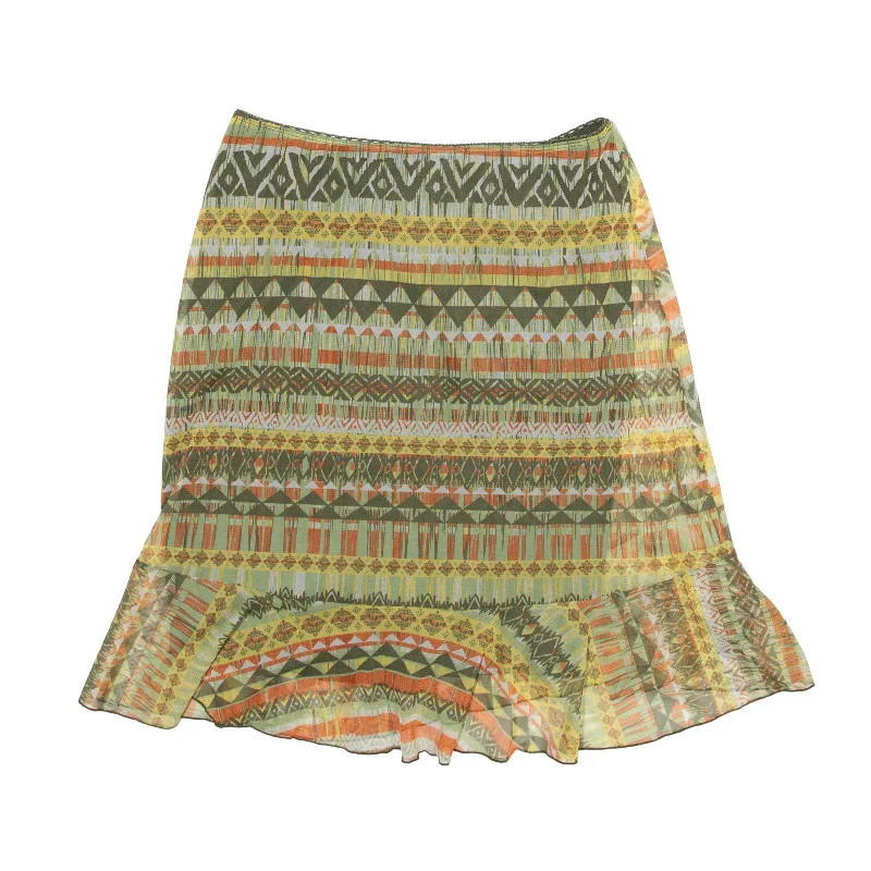 BIAGINNI Short Mini Skirt Green Crazy Pattern Womens M