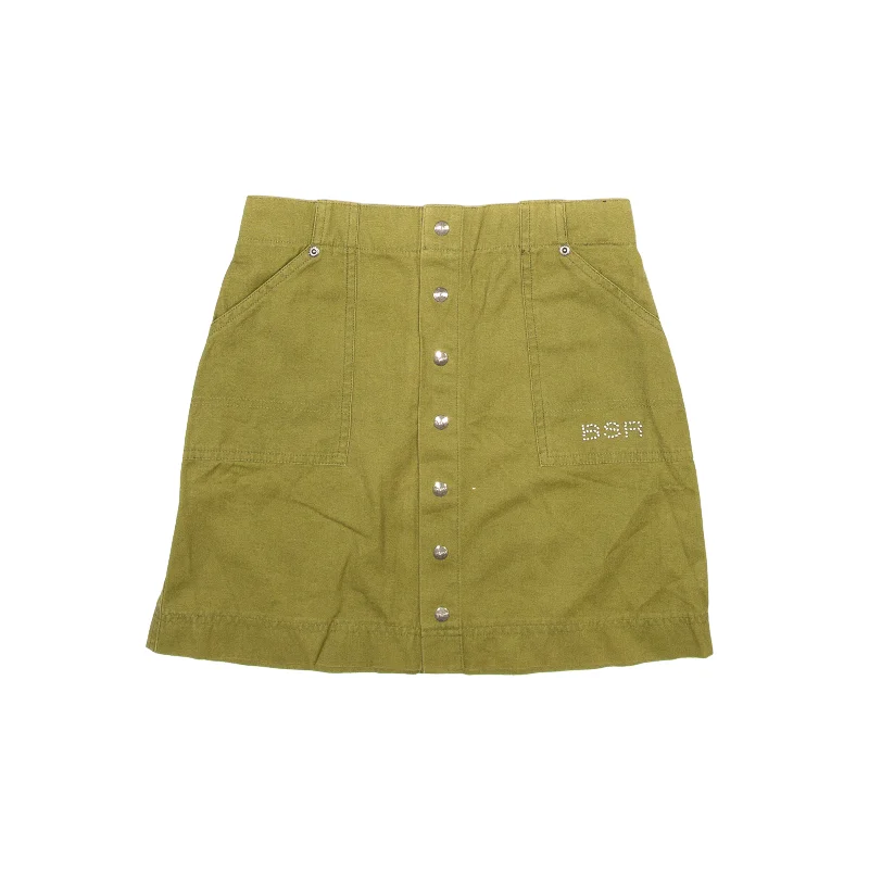 BSR Button Up Short Mini Skirt Green Womens S