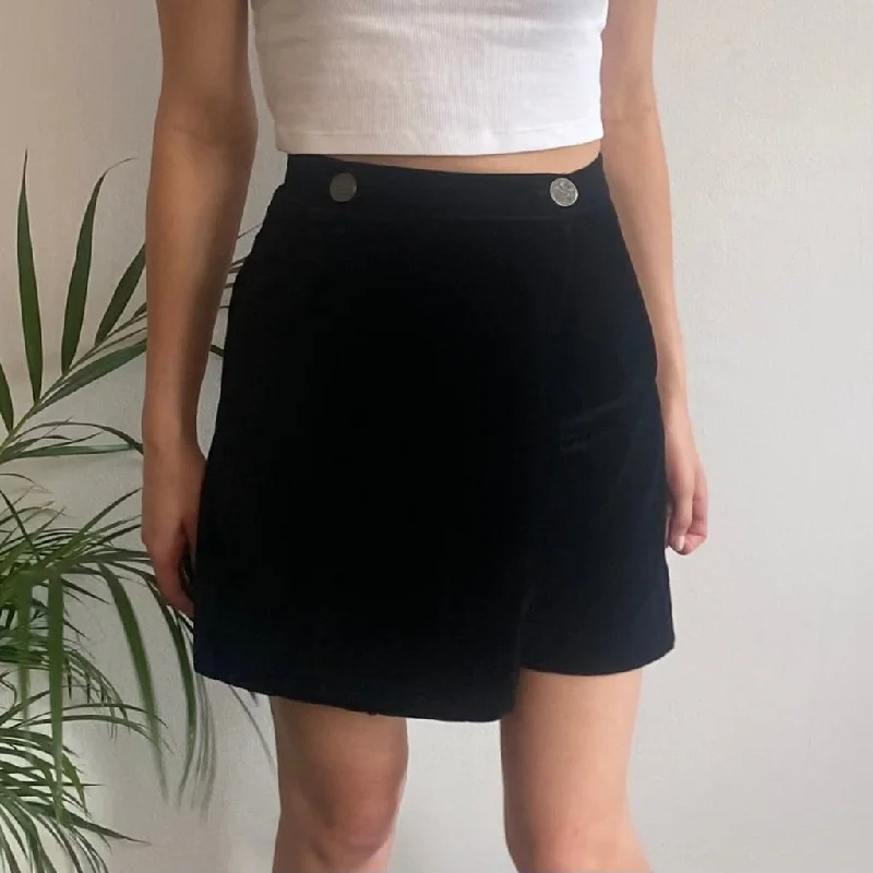 Caldarelli Mini Wrap Skirt - Small Black Cotton