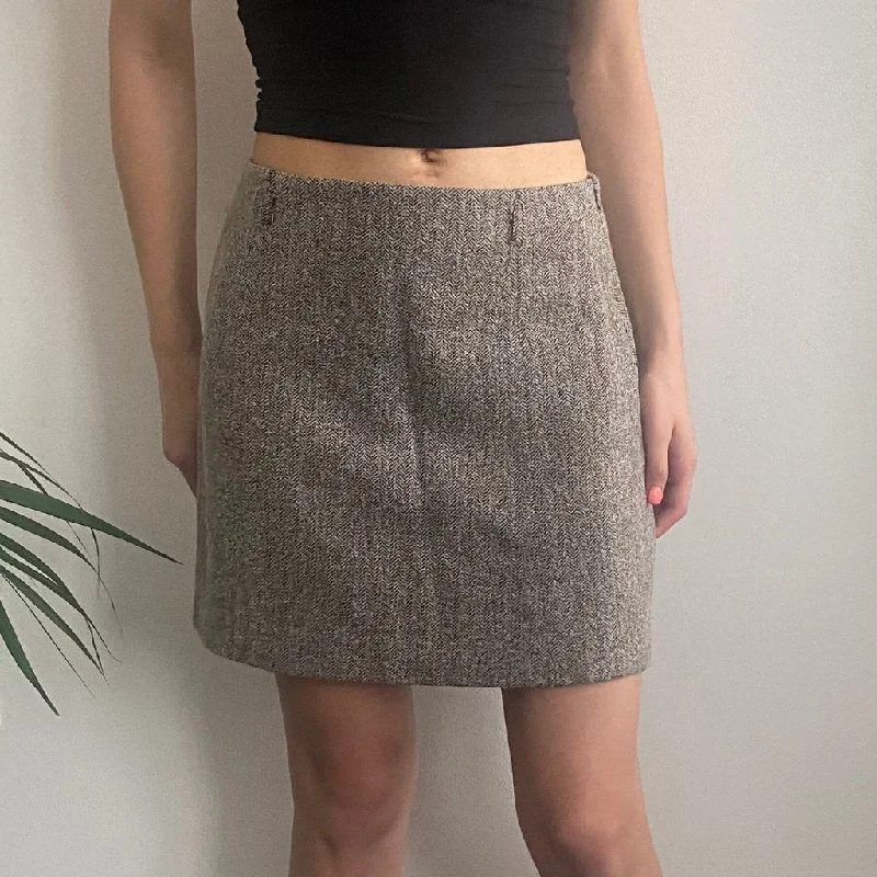 Gai Mattiolo Mini Skirt - 28W UK 8 Grey Wool Blend