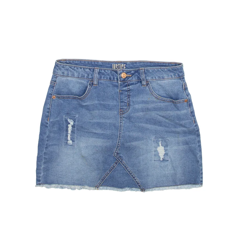 JUSTICE Y2K Extreme Short Mini Skirt Blue Denim Womens M