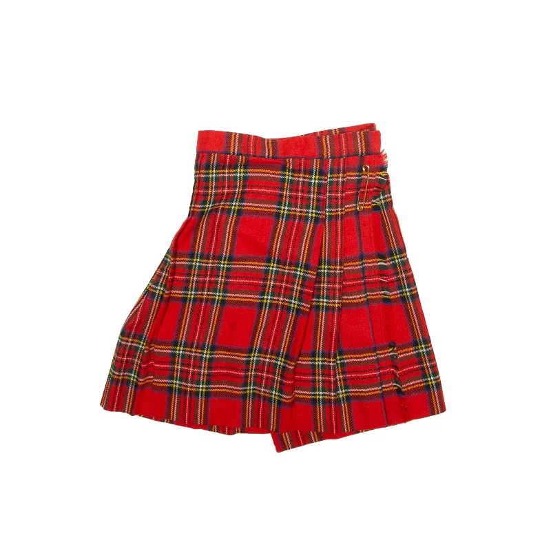 Kilt Short Pleated Skirt Red Check Womens XXS