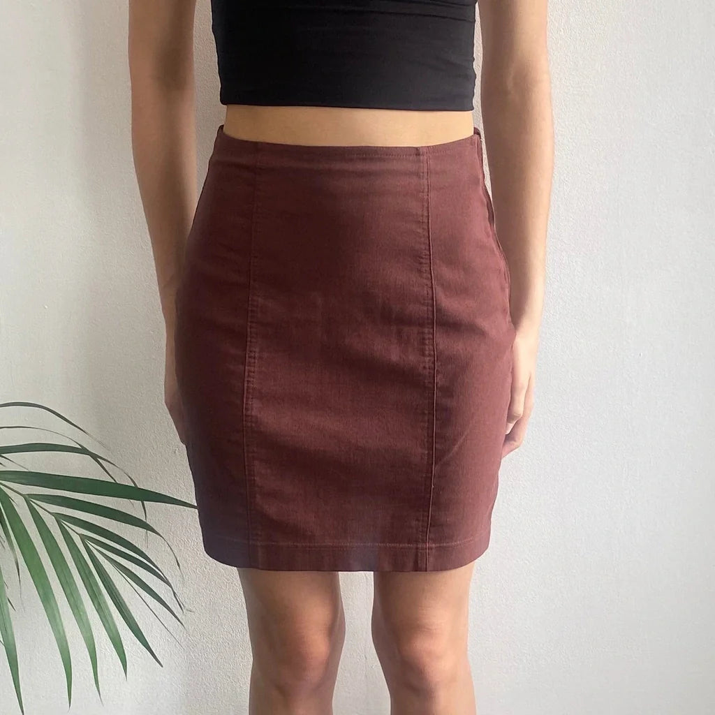 Krizia Mini Skirt - Medium Brown Viscose Blend