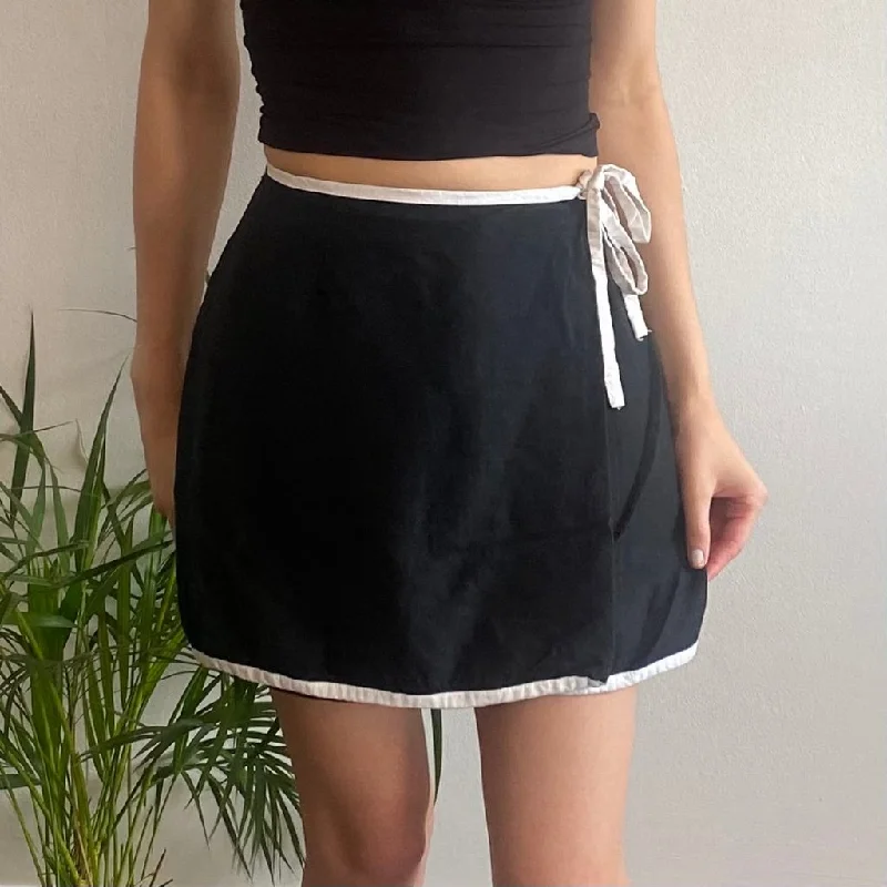 Max Dine Mini Wrap Skirt - 24W UK 4 Black Cotton Blend