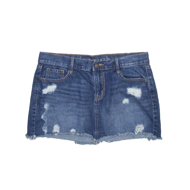 OLD NAVY Distressed Short Mini Skirt Blue Denim Womens L