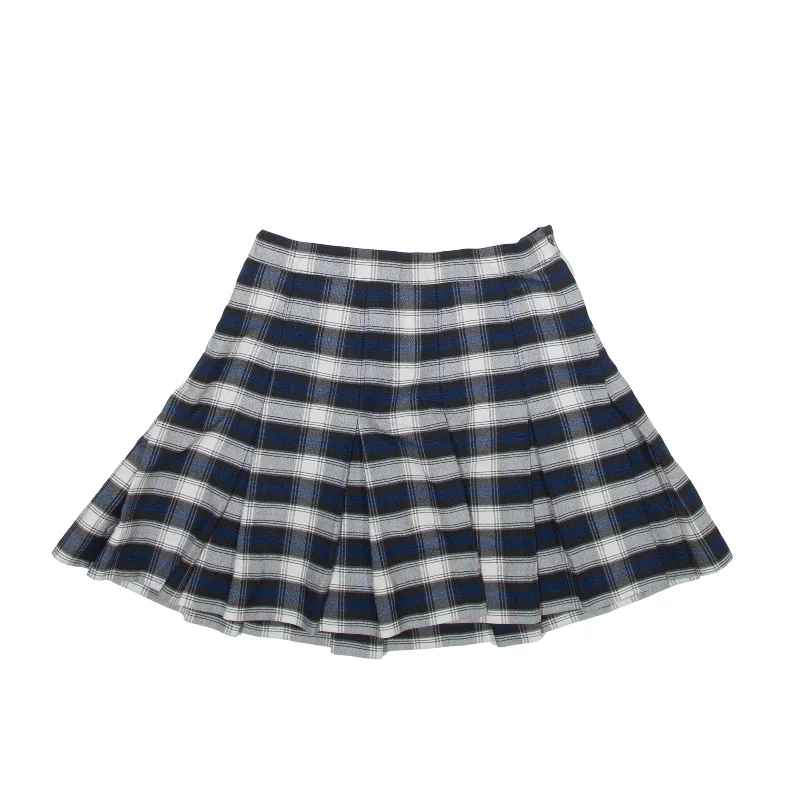 ROYAL CAMP Y2K Short Pleated Skirt Blue Check Womens XS