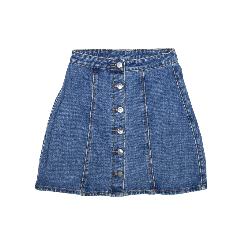 Short Mini Skirt Blue Denim Womens UK 4