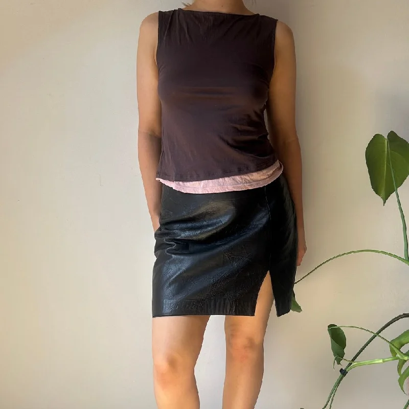 Sicar Mini Skirt - 28W UK 8 Black Leather