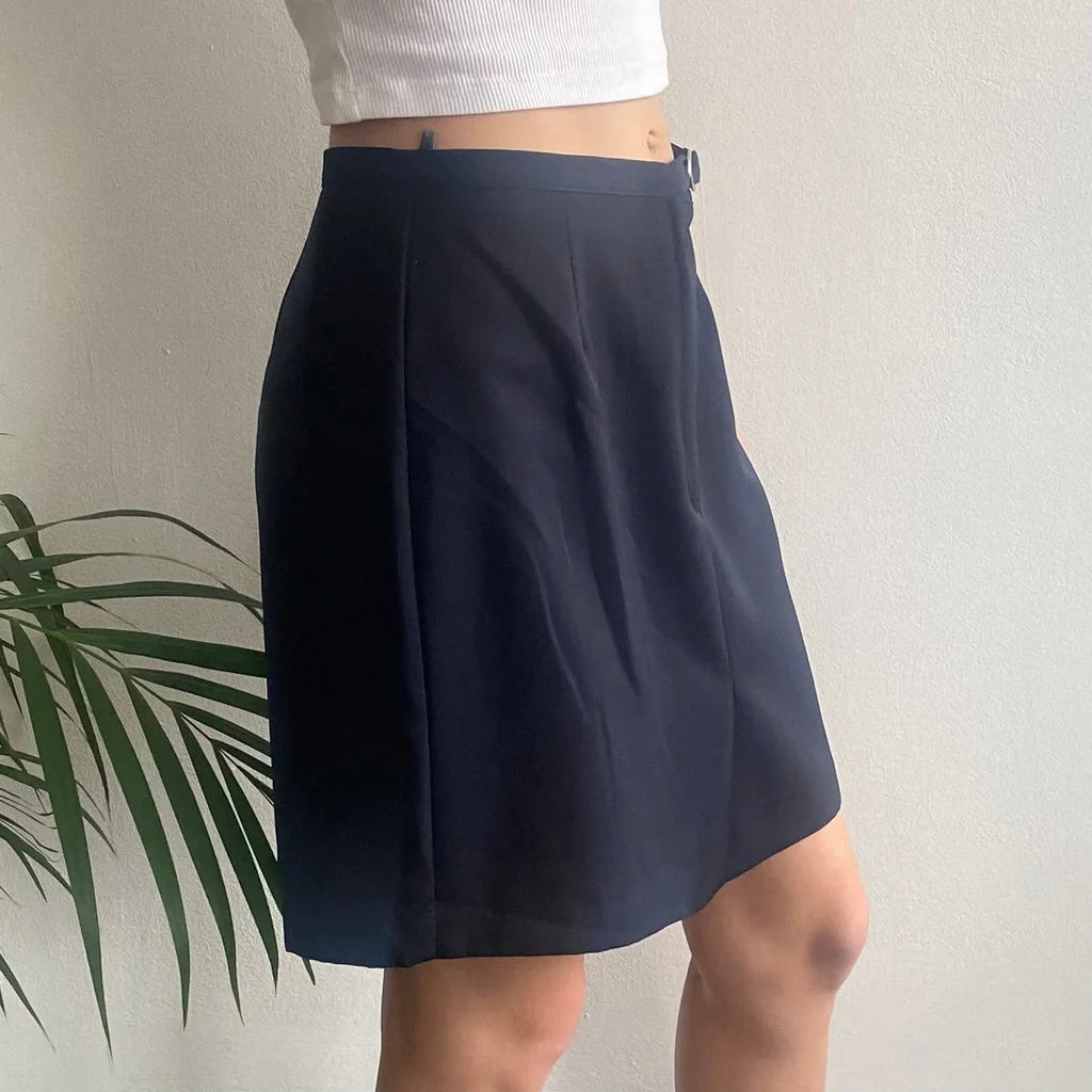 Sisley Mini Skirt - 28W UK 8 Navy Polyester