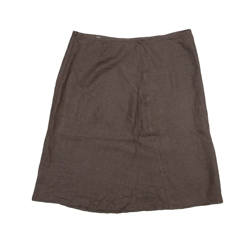 US&BLUES Short Flare Skirt Brown Linen Womens UK 10