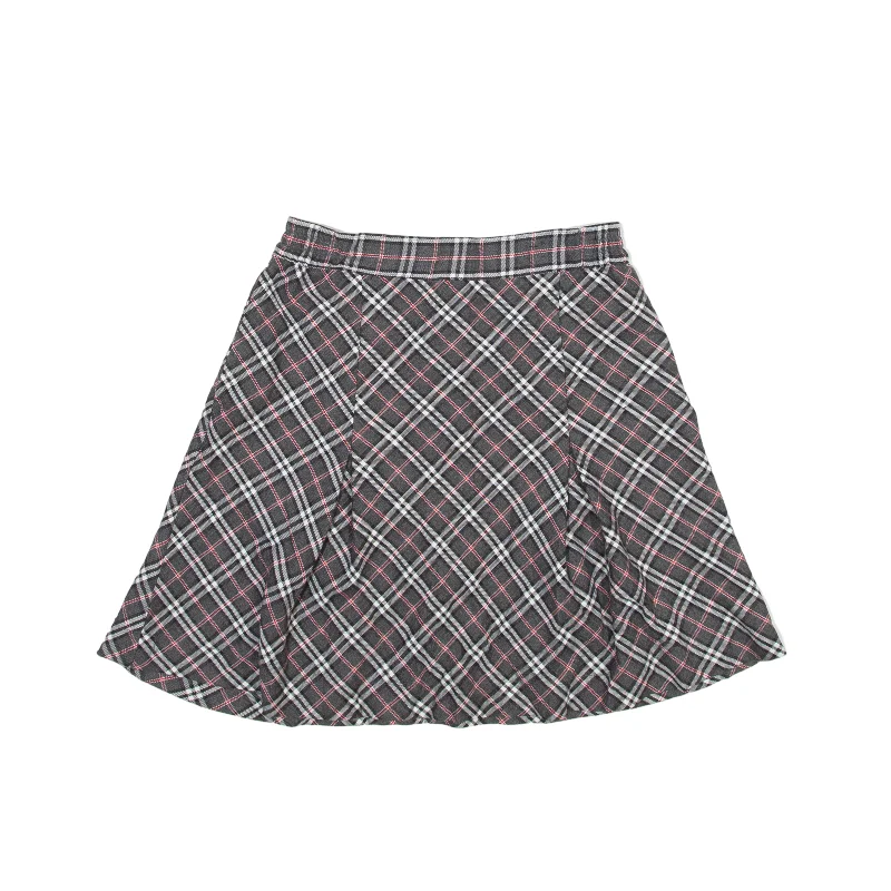 Y2K Short Pleated Skirt Grey Check Womens S