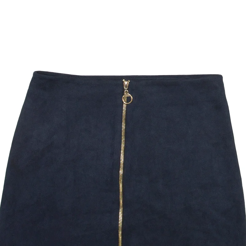 Zip Detail Short Mini Skirt Blue Womens M