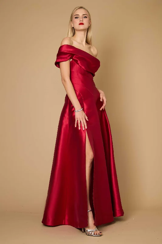 Dylan & Davids One Shoulder Long Formal Ball Gown Evening Dress Burgundy