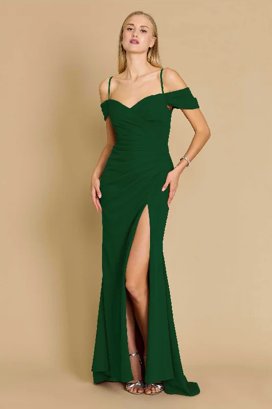 Dylan & Davids Long Formal Off The Shoulder Wrap Evening Dress Emerald Green