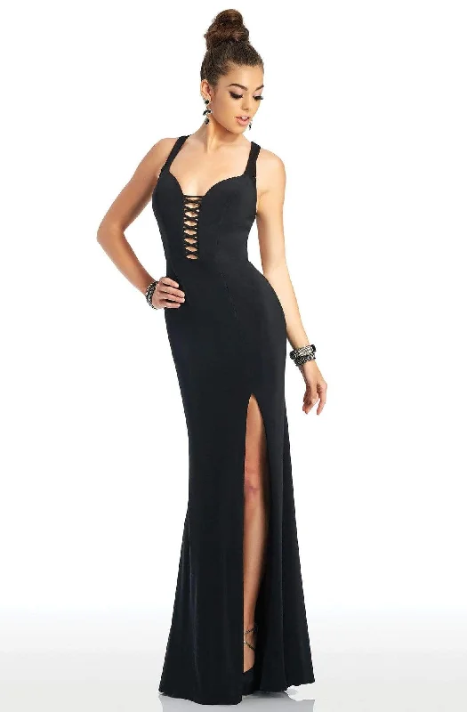 Clarisse - 3406 Plunging V-neck Sheath Dress Knitted unclassified dresses