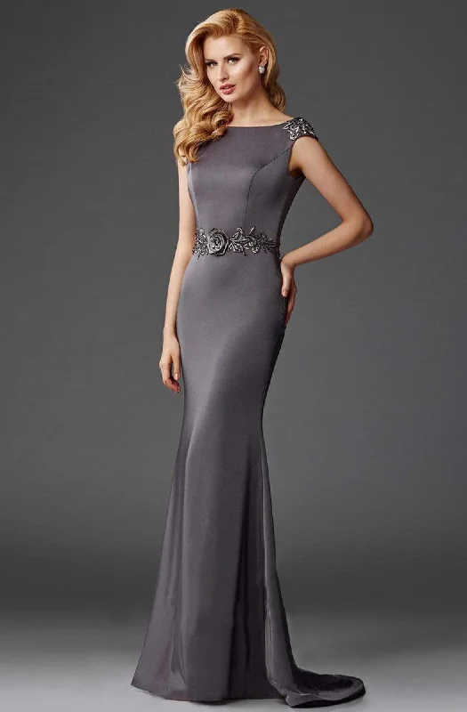 Clarisse - M6447 Bedazzled Bateau Sheath Dress Floral unclassified dresses