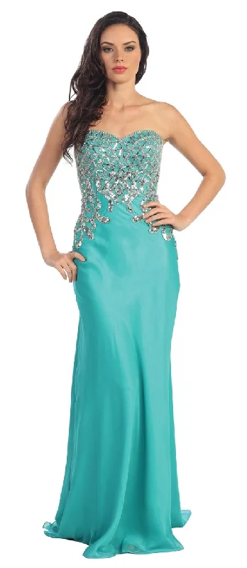 Elizabeth K - GL1148 Bead Embellished Sweetheart A-Line Dress Casual unclassified dresses