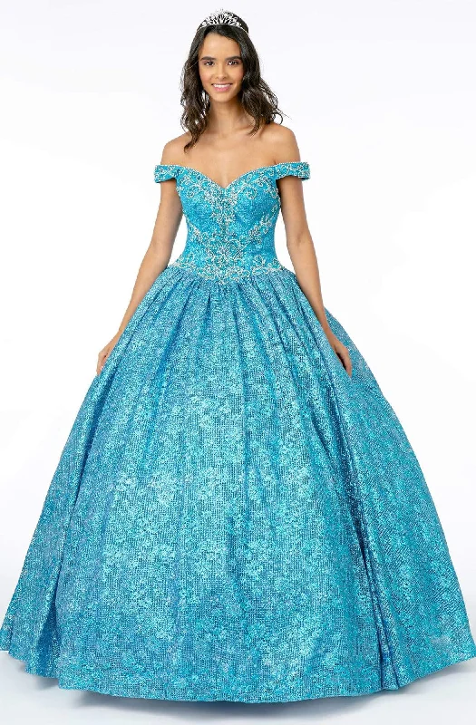 Elizabeth K - GL1821 Crystal Beaded Glitter Netting Quinceanera Dress