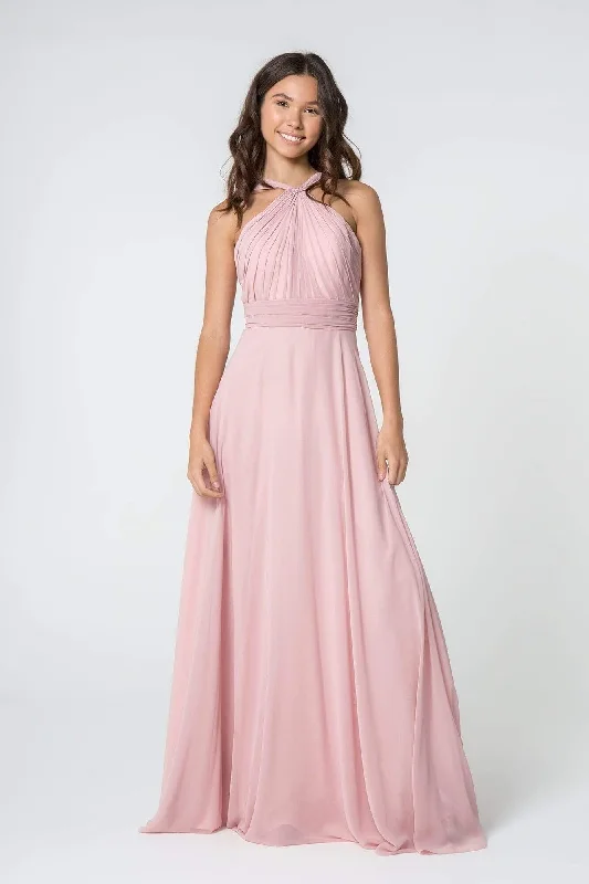 Elizabeth K - GL2816 Knotted Halter Bodice Chiffon A-Line Dress A-line unclassified dresses Elizabeth K - GL2816 Knotted Halter Bodice Chiffon A-Line Dress A-line unclassified dresses