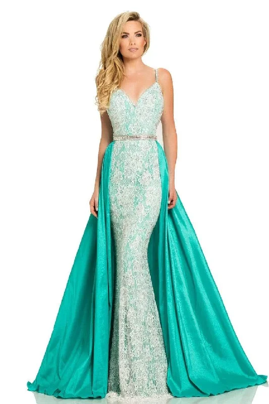 Johnathan Kayne - 7242 Embellished V-neck Sheath Dress Cotton unclassified dresses