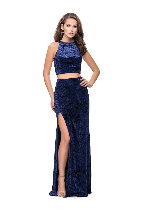 La Femme - 25431 Two Piece Halter Fitted Dress Minimalist unclassified dresses