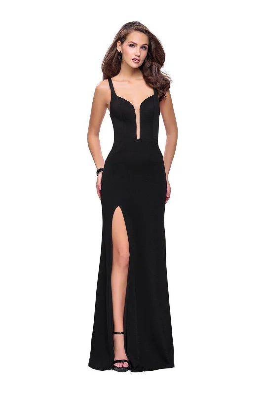 La Femme - 25720 Plunging Sweetheart Fitted Jersey Dress