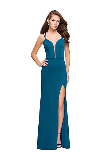 La Femme - 26023 Strappy Deep V-neck  Sheath Dress