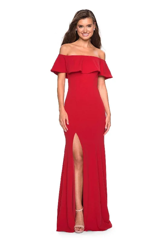 La Femme - 27096 Ruffled Off-Shoulder Jersey Trumpet Dress Breathable unclassified dresses La Femme - 27096 Ruffled Off-Shoulder Jersey Trumpet Dress Breathable unclassified dresses