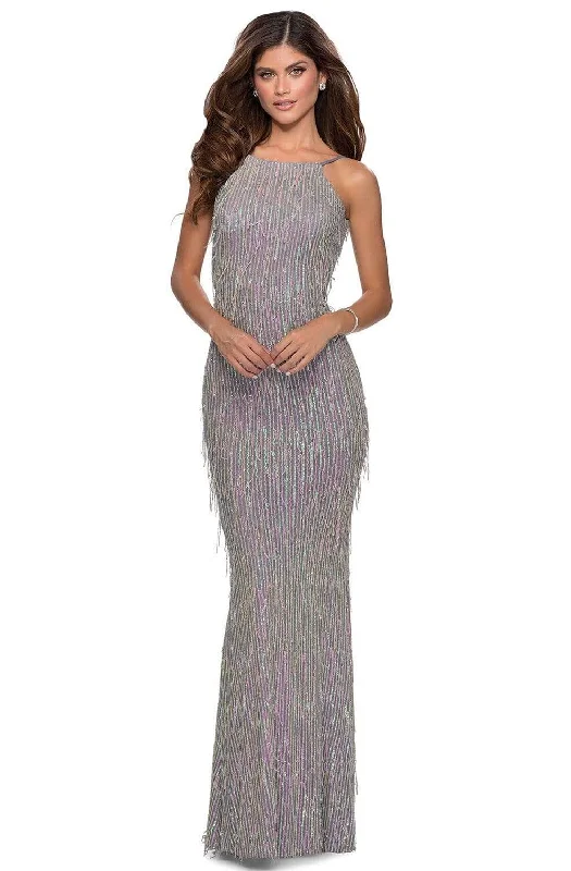 La Femme - 28517 Halter Fringe Sheath Dress Luxury unclassified dresses