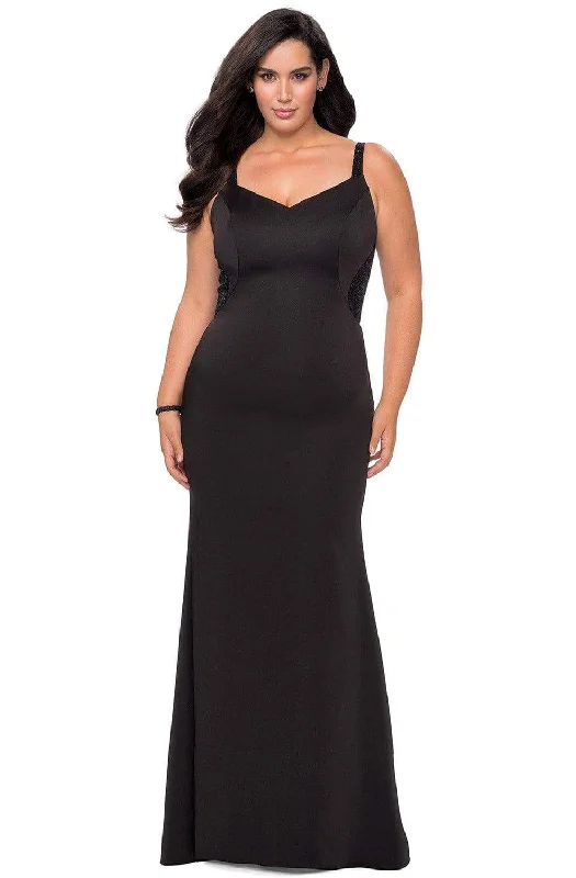 La Femme - 28964 Embellished V-neck Jersey Trumpet Dress Short unclassified dresses