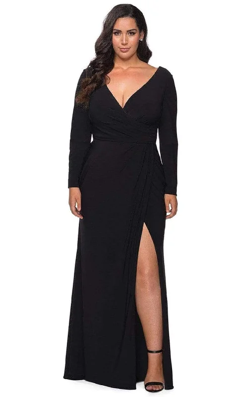 La Femme - 29044 Plunging V-neck Jersey Sheath Dress