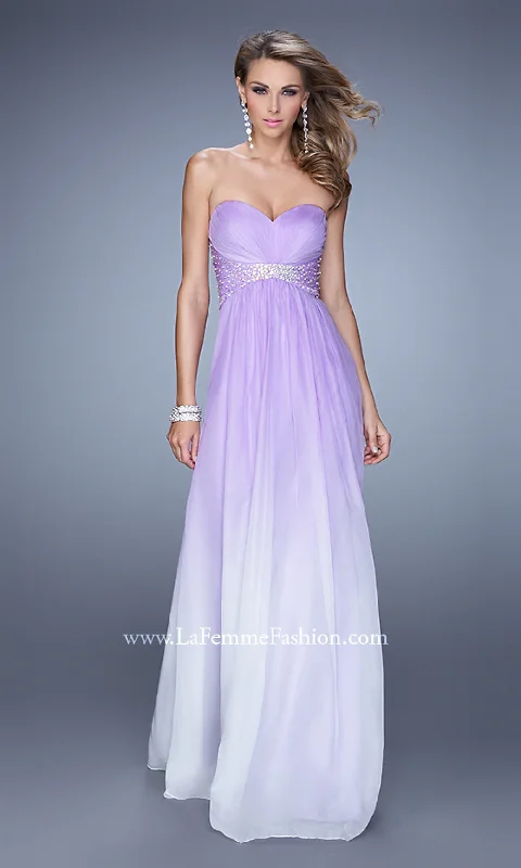 La Femme Strapless A-Line Prom Dress with Beads