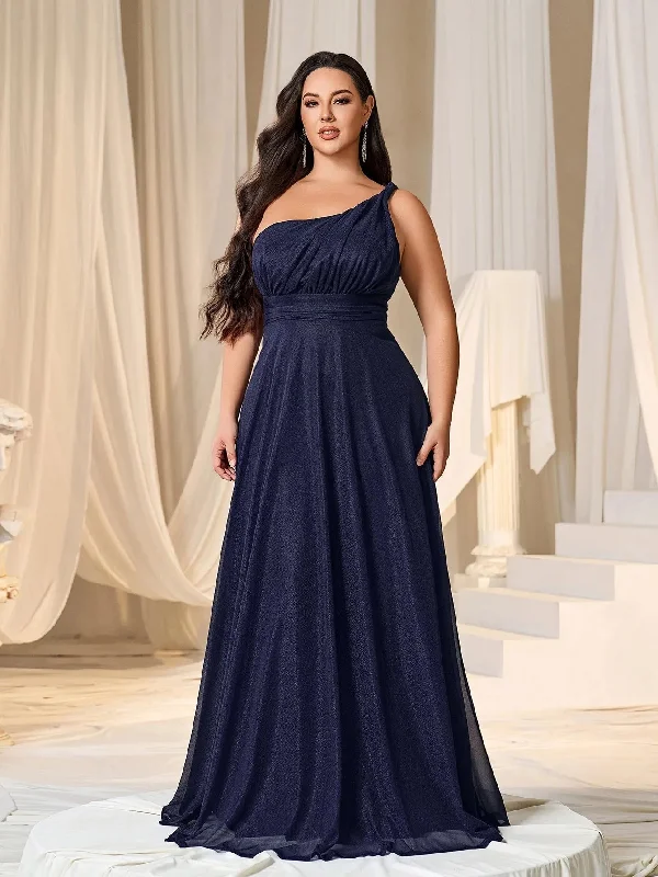 Plus One Shoulder Sleeveless Bridesmaid Dress Satin unclassified dresses
