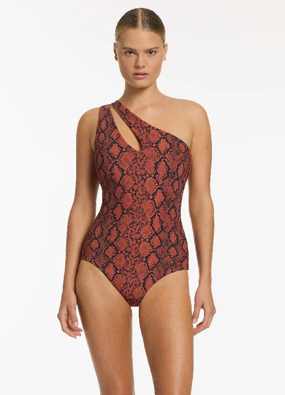 Python Splice One Shoulder One Piece - Spice