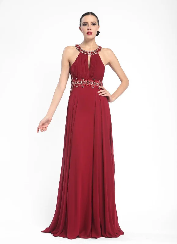 Sue Wong - Beaded Halter Neck Chiffon A-Line Dress N5330 Gothic unclassified dresses Sue Wong - Beaded Halter Neck Chiffon A-Line Dress N5330 Gothic unclassified dresses