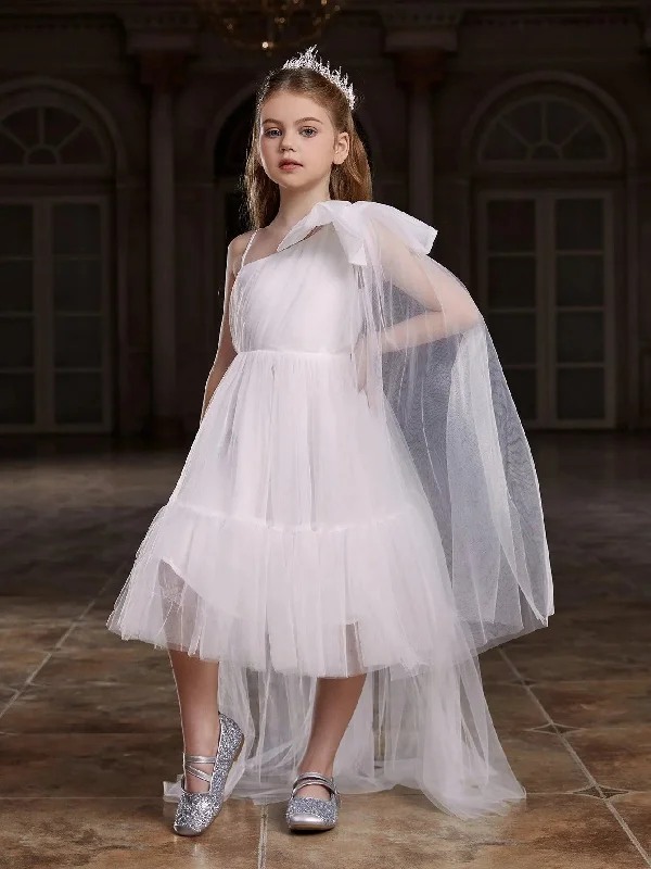 Tween Girls' One Shoulder High Low Hem Draped Side Mesh Dress Chiffon unclassified dresses Tween Girls' One Shoulder High Low Hem Draped Side Mesh Dress Chiffon unclassified dresses