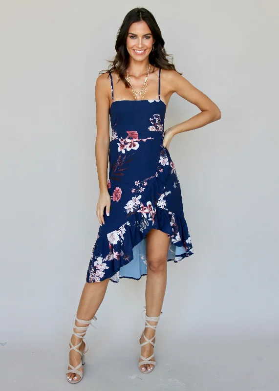 Plain Sight Dress - Navy Floral