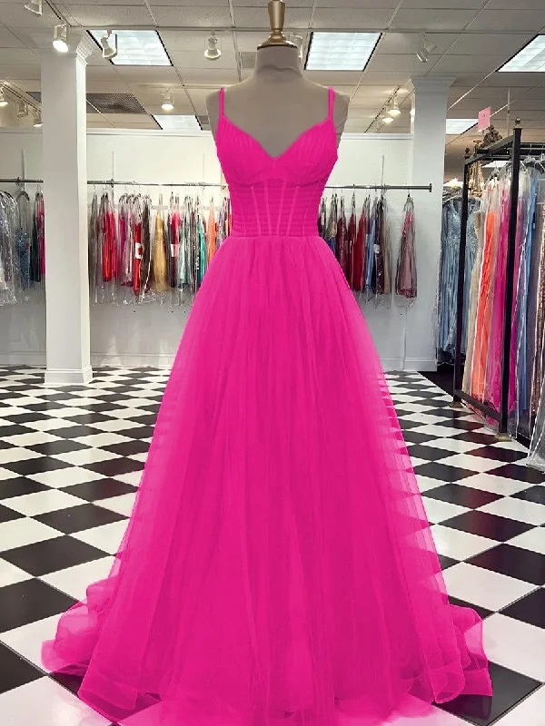 A-line V-neck Sweep Train Tulle Dress Tulle Dress Puff