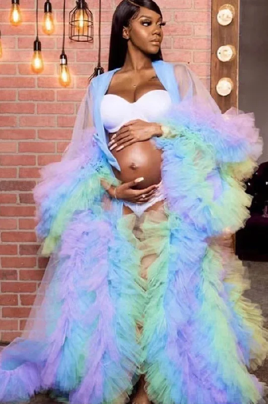 Custom Gradient Tulle See-through Maternity Photoshoot Gown Tulle Dress Dream