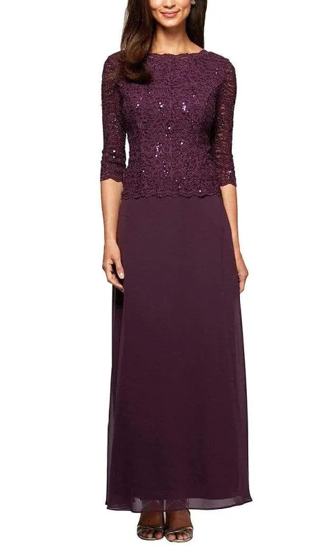 Alex Evenings - Embellished Lace Quarter Sleeve Dress 112318 White Lace Dress