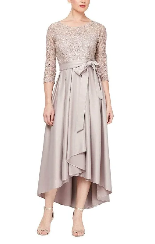 Alex Evenings - Lace Bodice Quarter Sleeve Formal Dress 81122468 Romantic Lace Dress