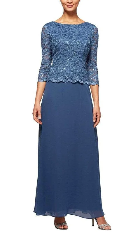 Alex Evenings - Quarter Sleeve Lace Formal Dress 112655 Black Lace Dress