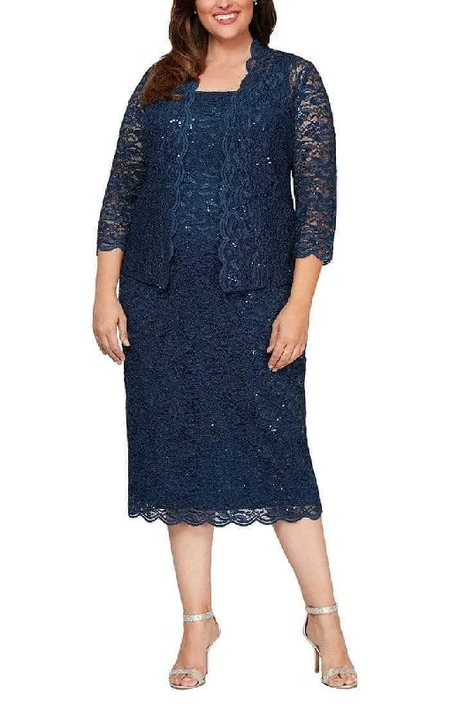 Alex Evenings - Scalloped Lace Dress Ensemble 412264 Lace Dress Set