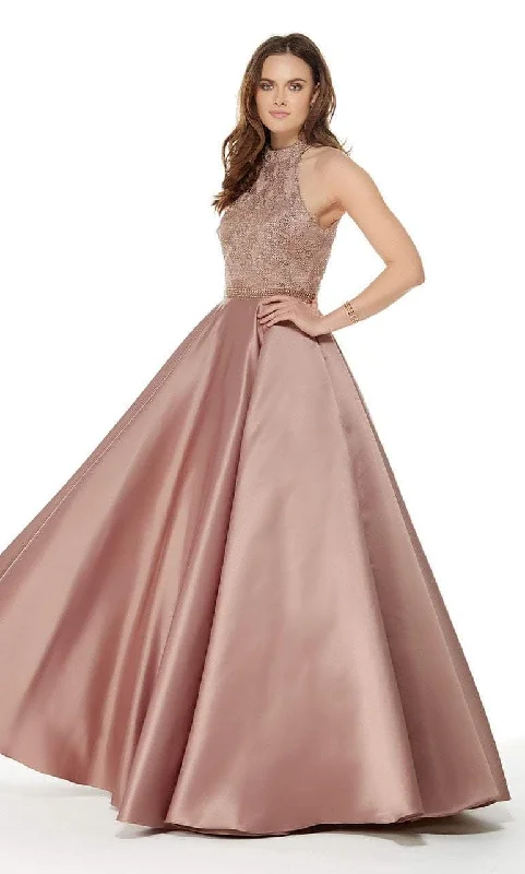 Alyce Paris - 5021 Halter Neck Lace Ballgown Lace Dress Chic