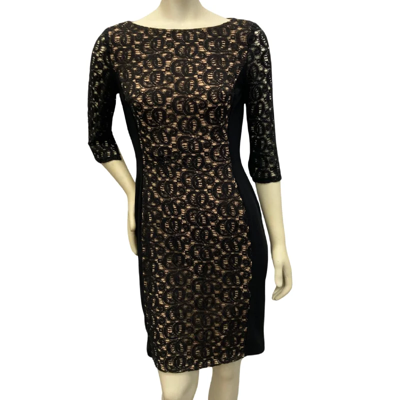 Anne Klein Black Lace Stretchy Dress Lace Midi Dress
