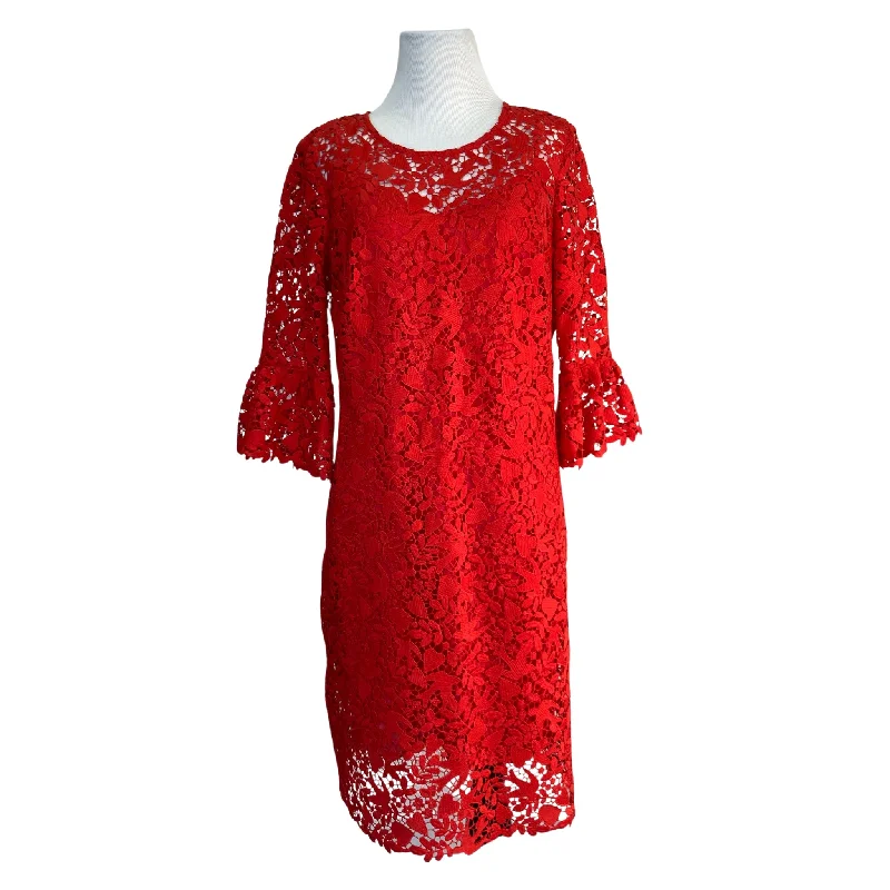 Boden Red Lace Dress Ruffled Lace Dress
