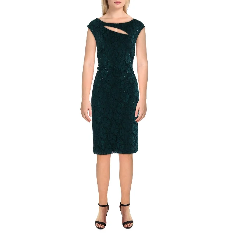 Connected Apparel Womens Lace Knee-Length Sheath Dress