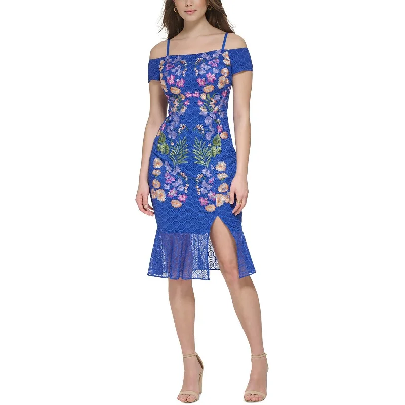 Guess Womens Lace Off-The-Shoulder Sheath Dress Lace Dress Casual